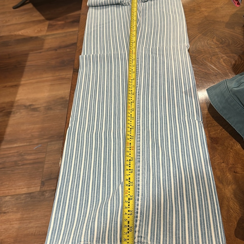 MOTHER Women's High Rise Jeans in Blue and White Stripes - Picture 11 of 12